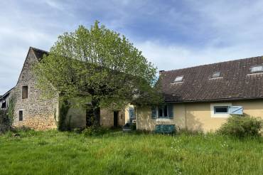 Proche de Montignac, au calme, maison de vacances avec grande grange et beau jardin de 3500 m² avec jeunes truffiers.